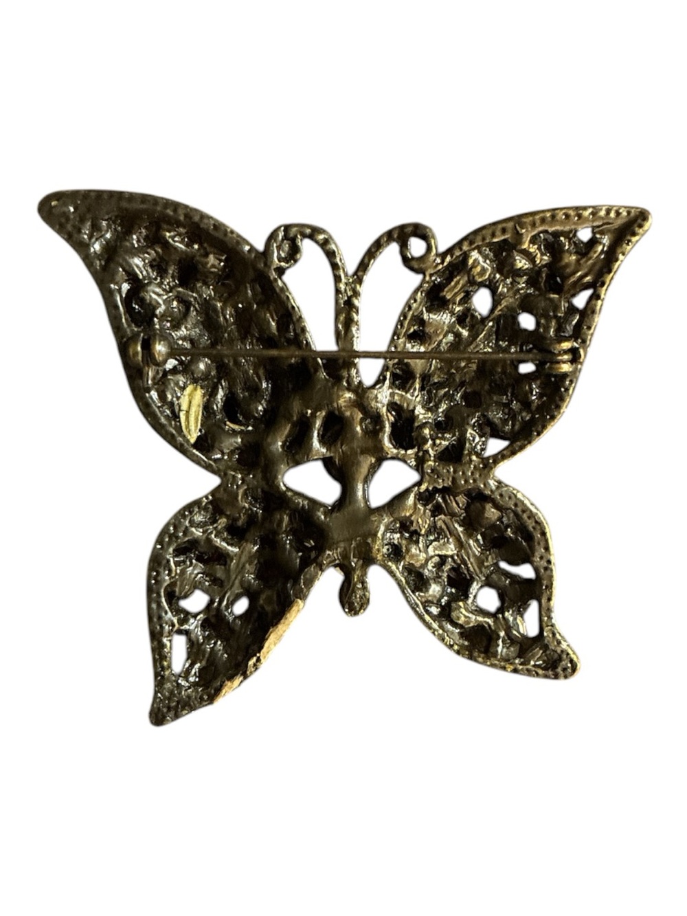 Pink & Red Rhinestone Butterfly Brooch - Picture 2 of 2